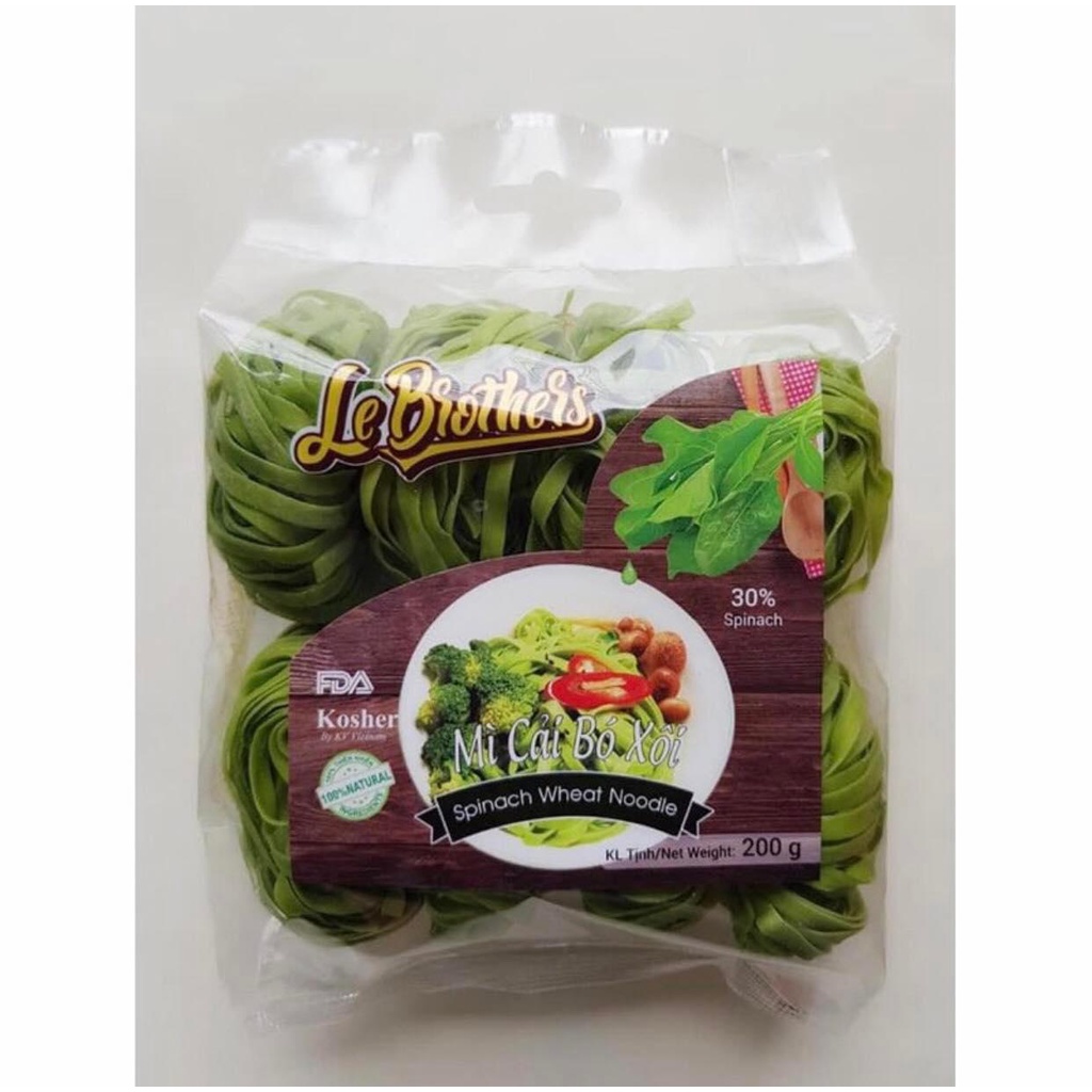 Mì cải bó xôi hữu cơ, thực phẩm eatlean, giảm cân, an chay gói 200gr