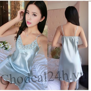 Áo Ngủ Phi Bóng Ren Ngực - Tím Môn CDANP02