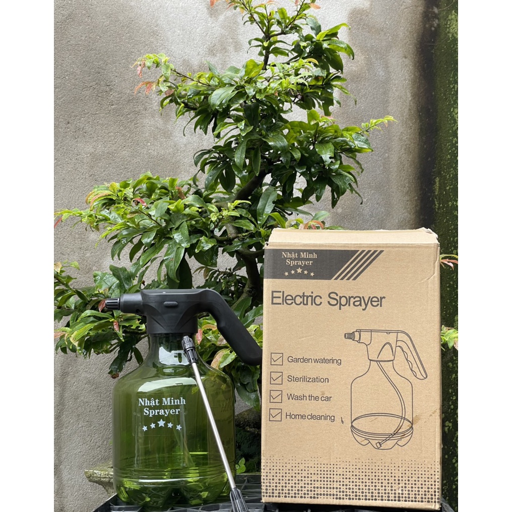 Bình bơm nước - Bình phun sương bằng điện tưới cây đa năng xịt khử khuẩn, côn trùng 3L Xanh Lá  - Minh Nhật Sprayer