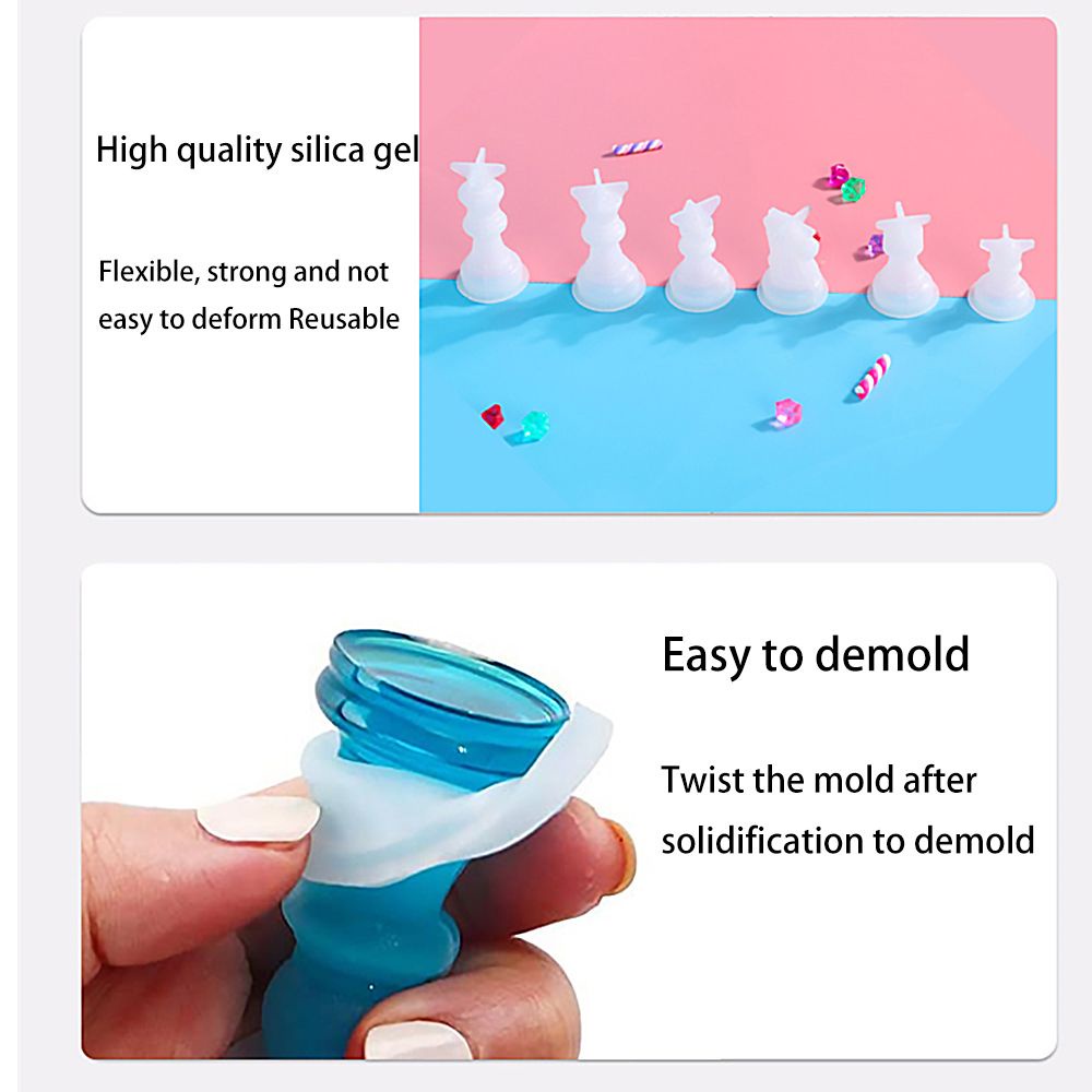 TEAK 1PC Gift International Chess Table Decoration UV Epoxy Resin Silicone Molds Jewelry Decoration for DIY Crafts Making Tools Home Handmade Checkerboard Mould