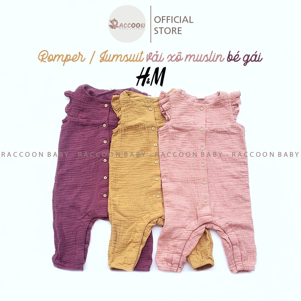 Bộ đồ liền thân Jumsuit / Romper bé gái vải xô muslin H&M