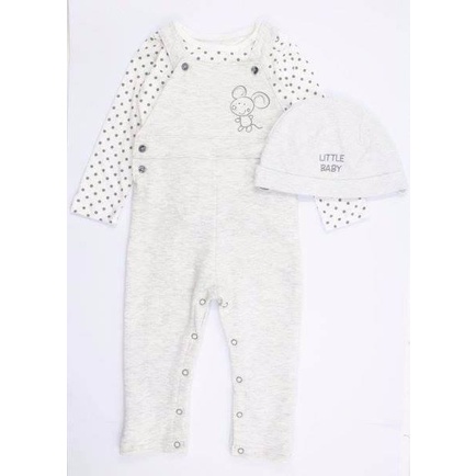 Set yếm 3 món xuất xịn Lupilu  - Xám Trắng