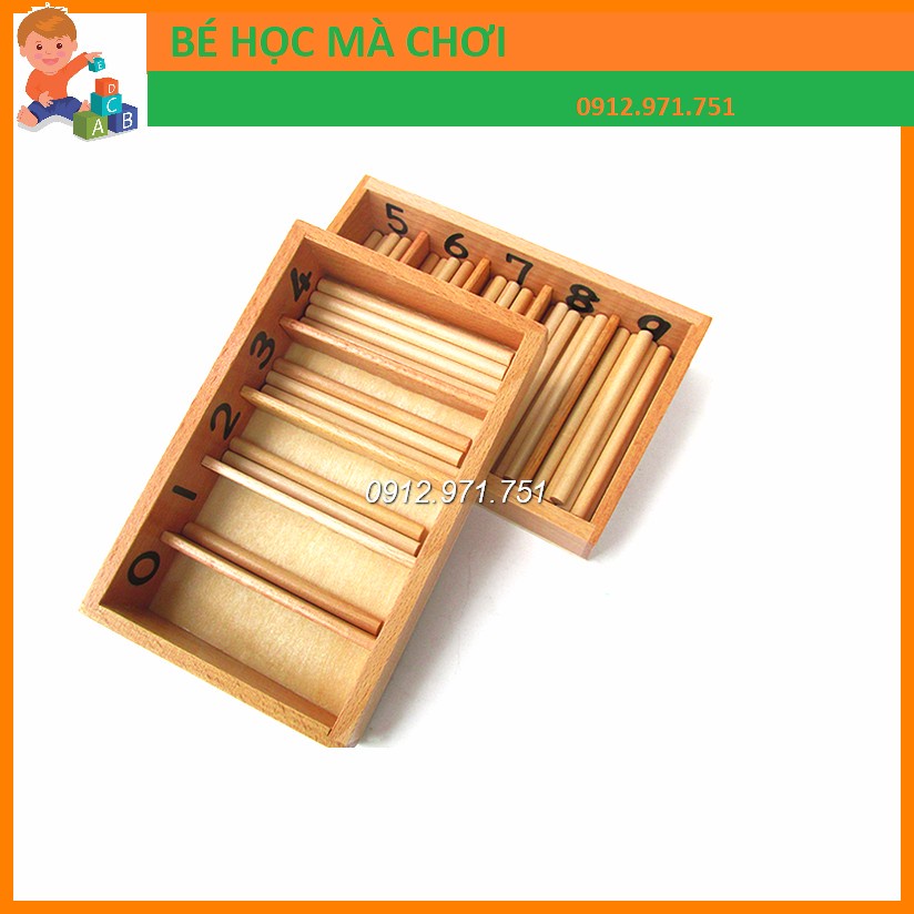 Hộp được đánh số với 45 que tính Montessori (Spindle Box With 45 Spindles)