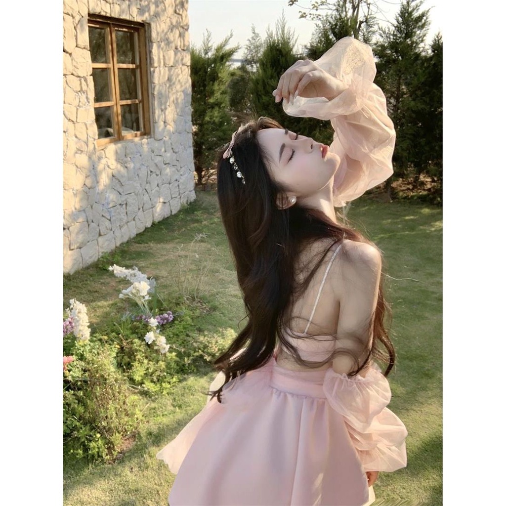 Bán Chạy Bộ Đồ Công Chúa Pettiskirt Hai Dây Khảm Đá Kim Cương Tinh Khiết Hình Trái Tim Phối Lưới May Tỉ Mắn + Eo Cao