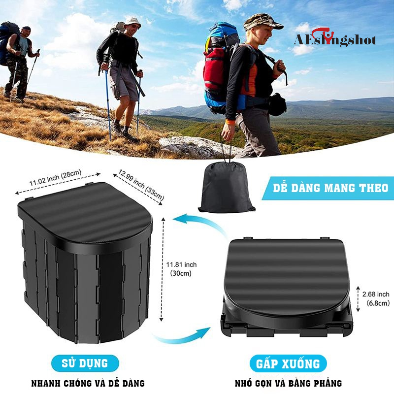 Bồn cầu di động dã ngoại, bồn cầu cắm trại gấp gọn đi vệ sinh cỡ lớn, rất tiện dụng khi đi du lịch dã ngoại -DCP14