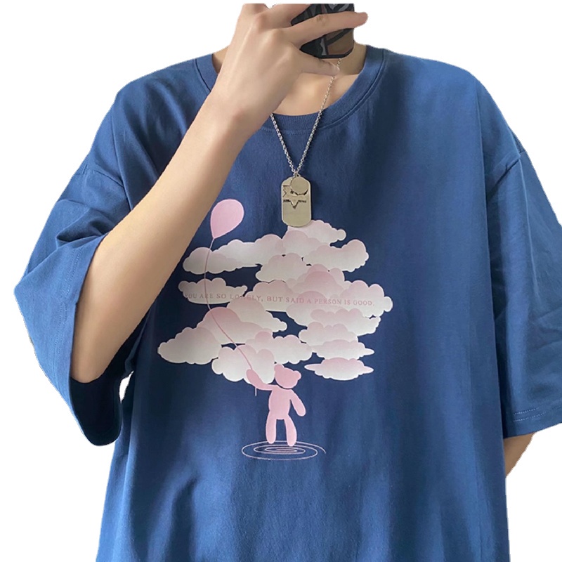 Áo Thun Tay Ngắn Dáng Rộng In Họa Tiết Hoạt Hình Phong Cách Hip Hop Hàn Quốc Thời Trang Mùa Hè Cho Nam Cỡ M-5XL
