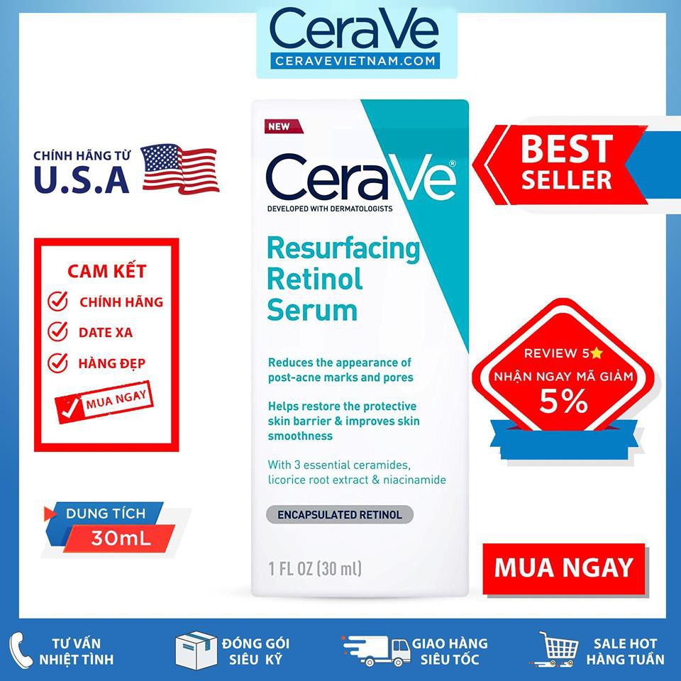 Tinh chất tái tạo da CeraVe Resurfacing Retinol Serum (30mL)