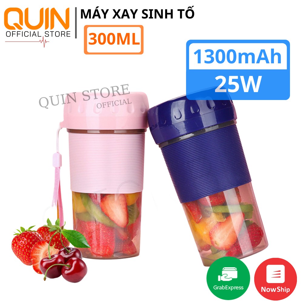 Máy Xay Sinh Tố Cầm Tay 300ML SẠC PIN Portable JB, Cốc xay sinh tố hoa quả Kèm Dây Xách Tiện Lợi