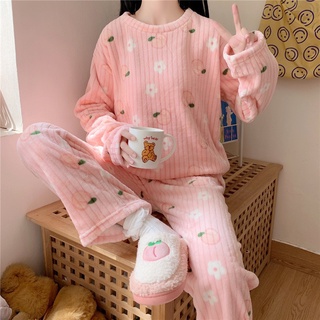  Đồ bộ ngủ nữ dễ thương pijama quần áo mặc nhà dài tay nỉ bông giữ nhiệt thu đông xuân QA13 
