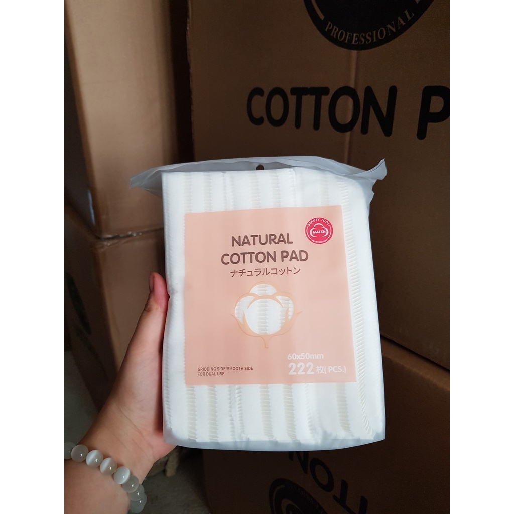 Bông tẩy trang 222 miếng Natural Cotton Pad mẫu mới siều mềm, siêu dày