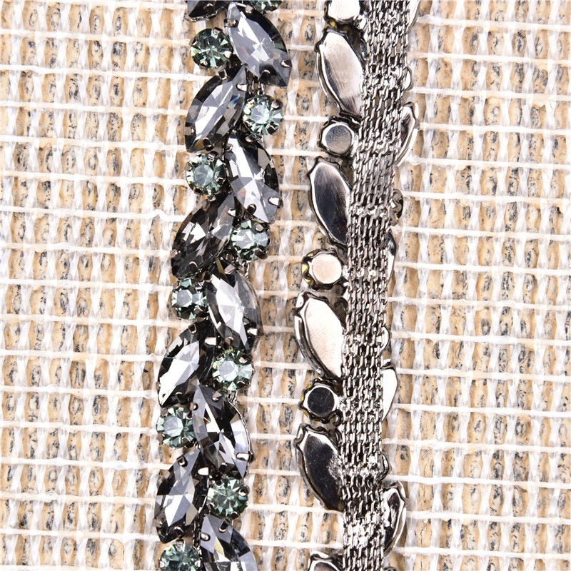 Dây Xích Kim Loại Đồng Đính Đá Pha Lê Chiều Rộng 1.5cm Dùng Trang Trí Quần Áo / Túi Xách DIY