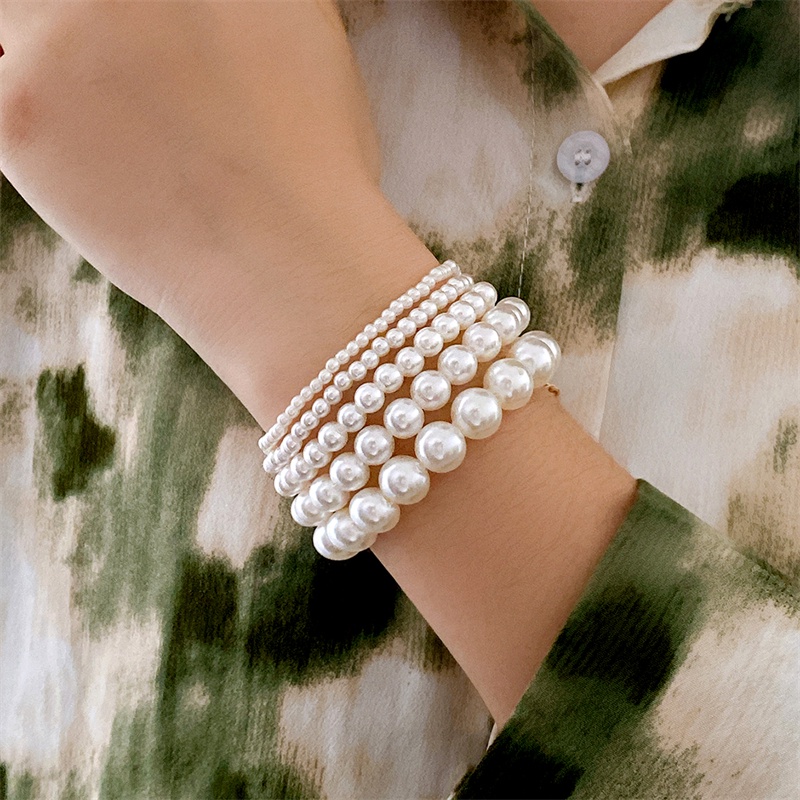 Vòng tay chuỗi hạt ngọc trai tròn thanh lịch 17KM dành cho nữ