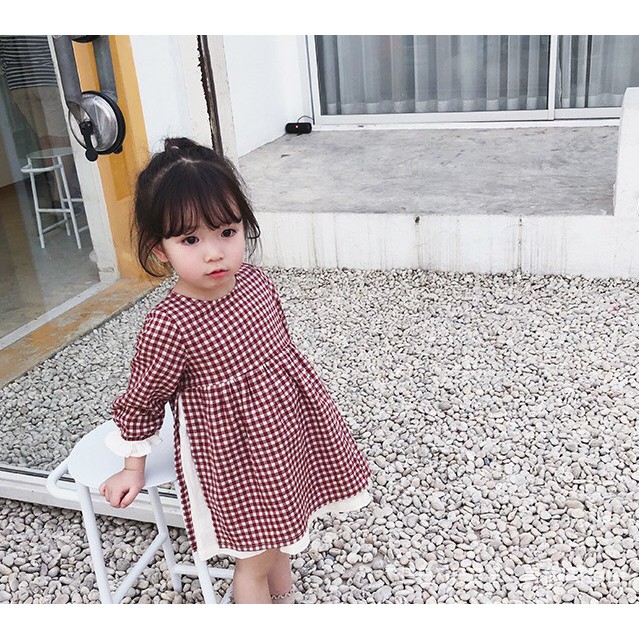 Váy caro dáng suông cực xinh cho bé gái
