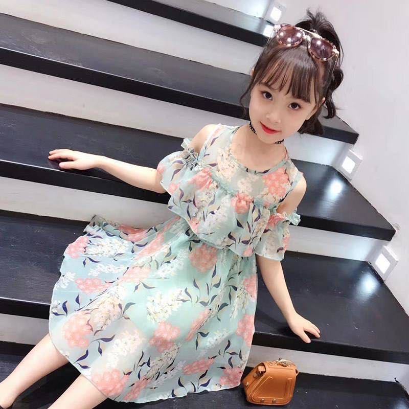 Đầm Voan Trắng Trễ Vai Thời Trang Mùa Hè Hàn Quốc Mới 2020 Cho Bé Gái