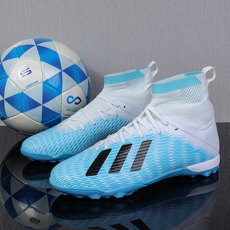 Giày bóng đá cổ cao đá bóng trên sân cỏ nhân tạo màu trắng /đen size 35-47 TF Futsal Shoes Messi Football Boots