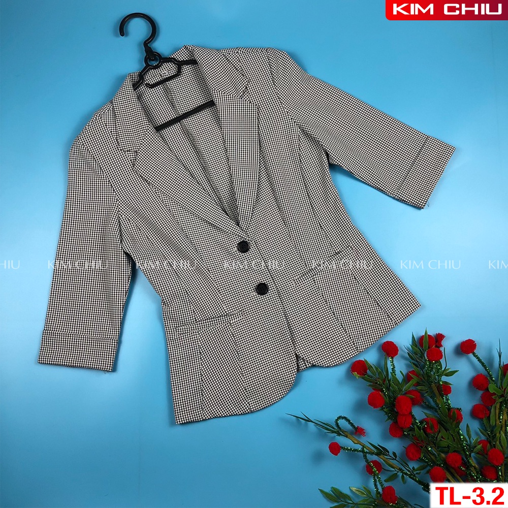 Áo Vest Nữ Công Sở Kim Chiu Kẻ Caro Nhí Cao Cấp Tay Lỡ Form Đẹp [ĐỔI TRẢ THOẢI MÁI] VTL-3.2