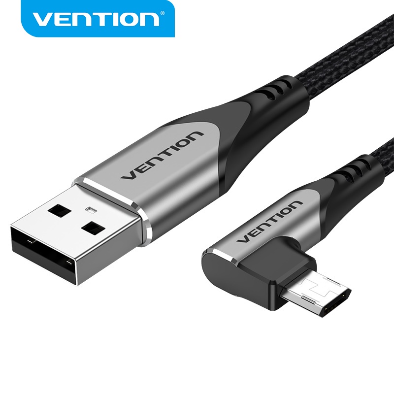 Dây Cáp VENTION Vuông Góc 90 Độ Micro-USB Hỗ Trợ Sạc Nhanh 3A 480Mbps