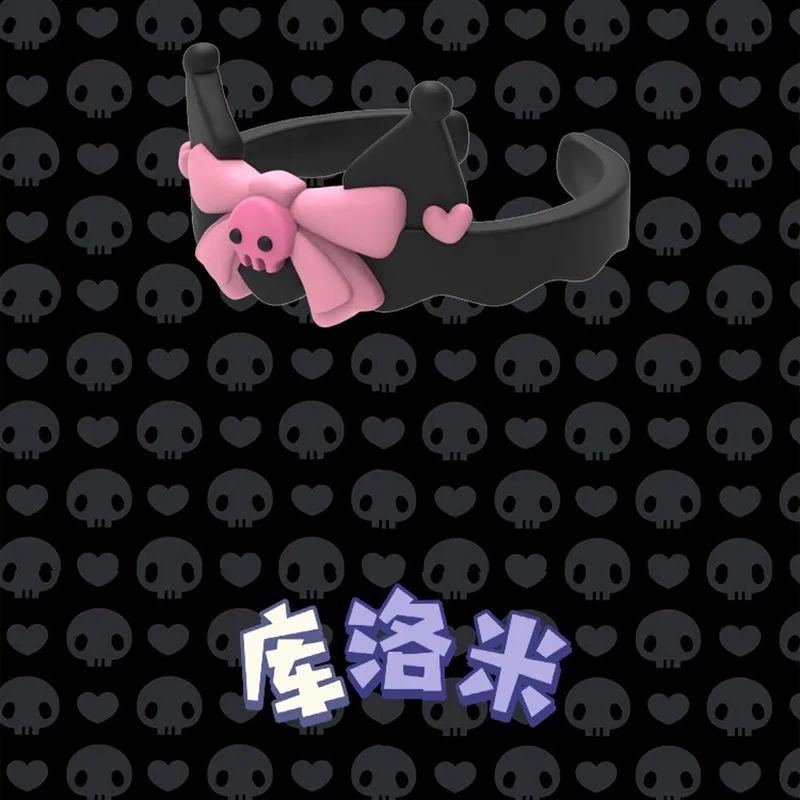 SANRIO Set 2 Nhẫn Hở Họa Tiết Kuromi Dễ Thương Cho Nữ