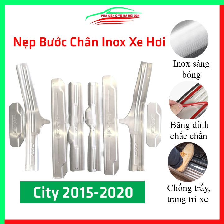 [Honda City 2014-2020] Bộ Nẹp Bước Chân Trong Ngoài Bằng Inox Cho Ô Tô - Honda City 2014-2020