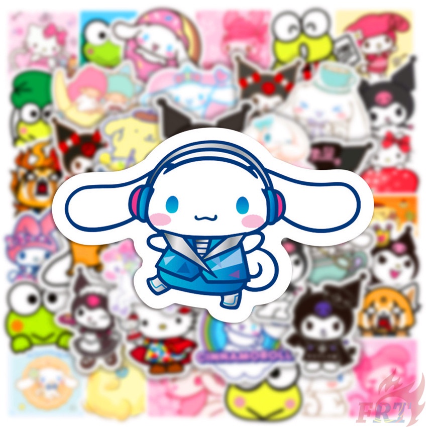 ❉ Sanrio Cartoon Kawaii Character Mixed Series 01 Stickers ❉ 50Pcs/Set Q Melody Kuromi Kerokero Keroppi Cinnamoroll Hello Kitty DIY Fashion Luggage Laptop Skateboard Decals Doodle Stickers