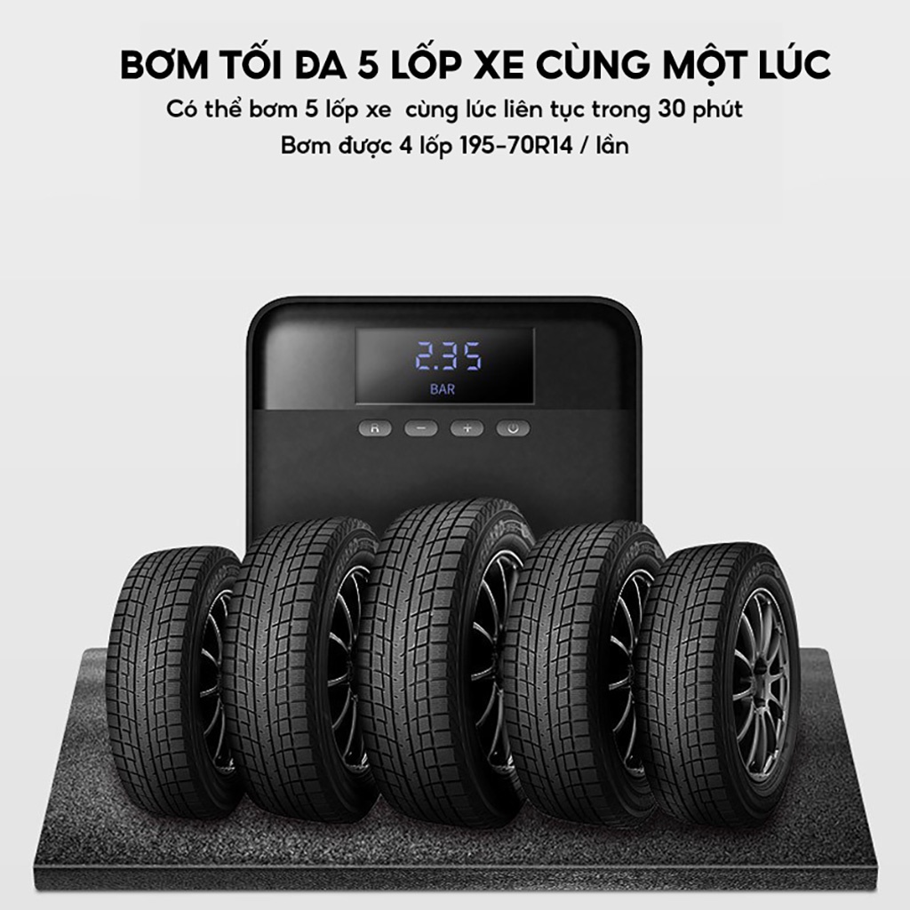 Máy Bơm Lốp Ô tô Xiaomi 70MAI Midrive TP03 Đa Năng Tự Ngắt Cho Xe Hơi Xe Đạp Xe Máy - Hàng Chính Hãng