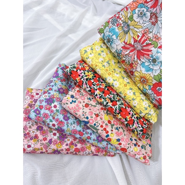 Vải thô hoa nhí thô hoa cotton cao cấp siêu đẹp mềm mát thoáng nhẹ khổ 1.5m