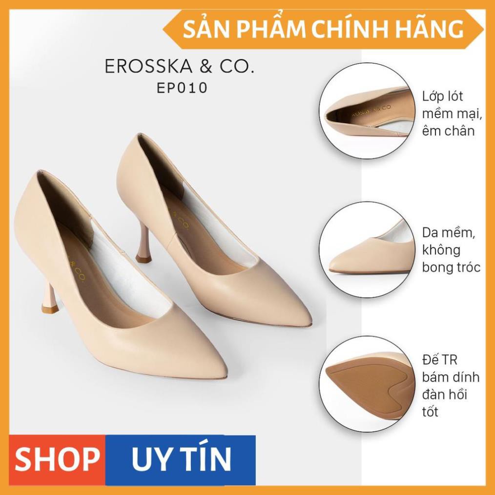 Giày cao gót Erosska thời trang mũi nhọn kiểu dáng cơ bản cao 8cm màu đen _ EP010