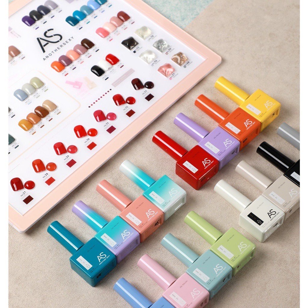 Sơn móng tay gel AS mẫu mới CHAI VUÔNG tone màu xanh đỏ tím vàng hồng cam thạch VUA SƠN AS chai 15ml