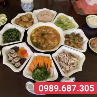 Bộ đĩa bày thức ăn hoa mặt trời 8 đĩa + 1 bát tô