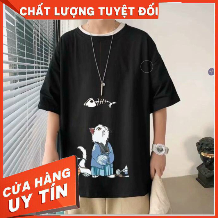 Áo thun VÕ SƯ MEW tay lỡ cực chất unisex from rộng cao cấp bền màu 1Kenz