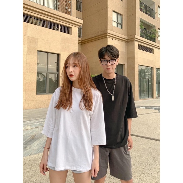 Áo Overtee tay lỡ trơn (cotton 100%) ảnh thật
