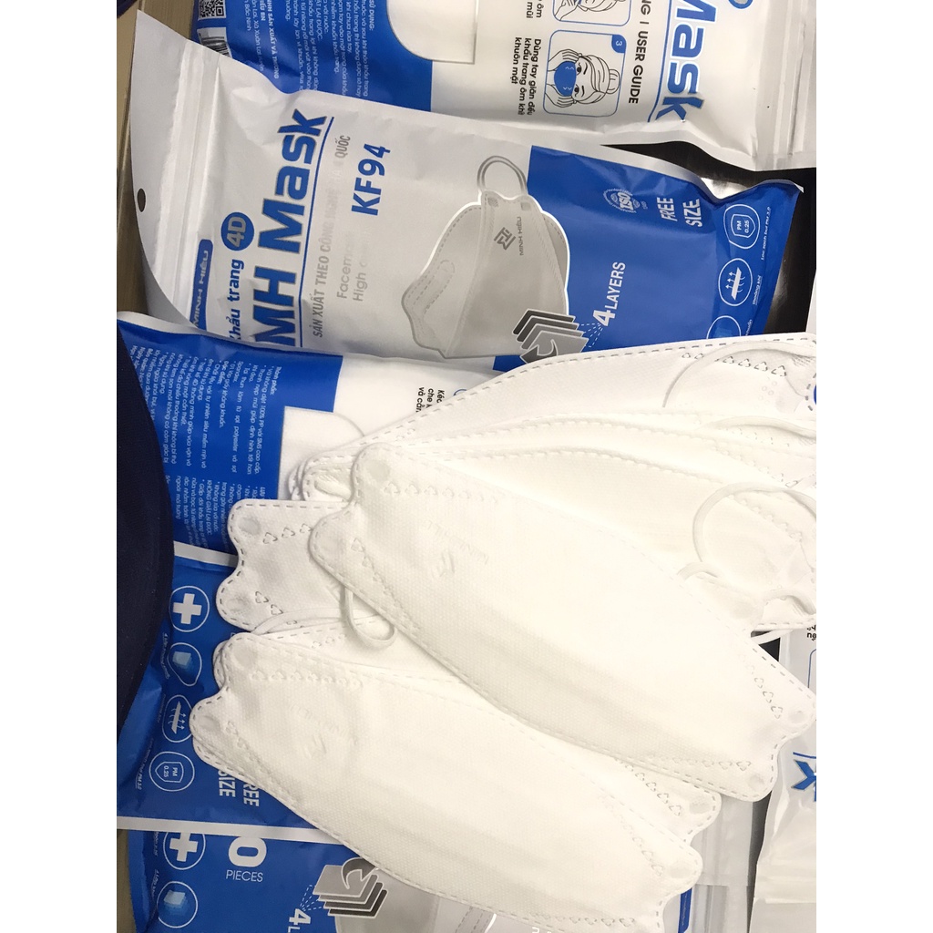 Khẩu trang KF94 3D Minh Hiếu gói 10 Chiếc tiêu chuẩn hàn quốc 4 lớp chính hãng MH1