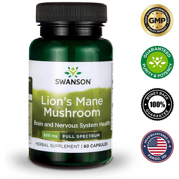 Hỗ trợ lo âu và não bộ Swanson Lion’s Mane Mushroom 60 viên