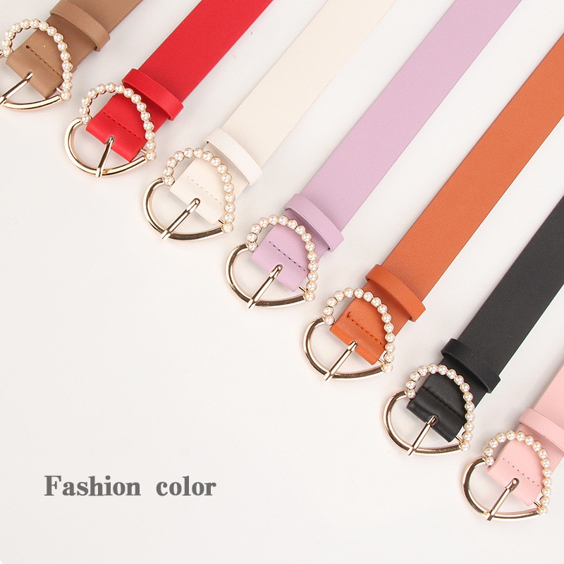 Thắt Lưng Đính Hạt Ngọc Trai Hình Trái Tim Nhiều Màu Dễ Thương Cho Nữ