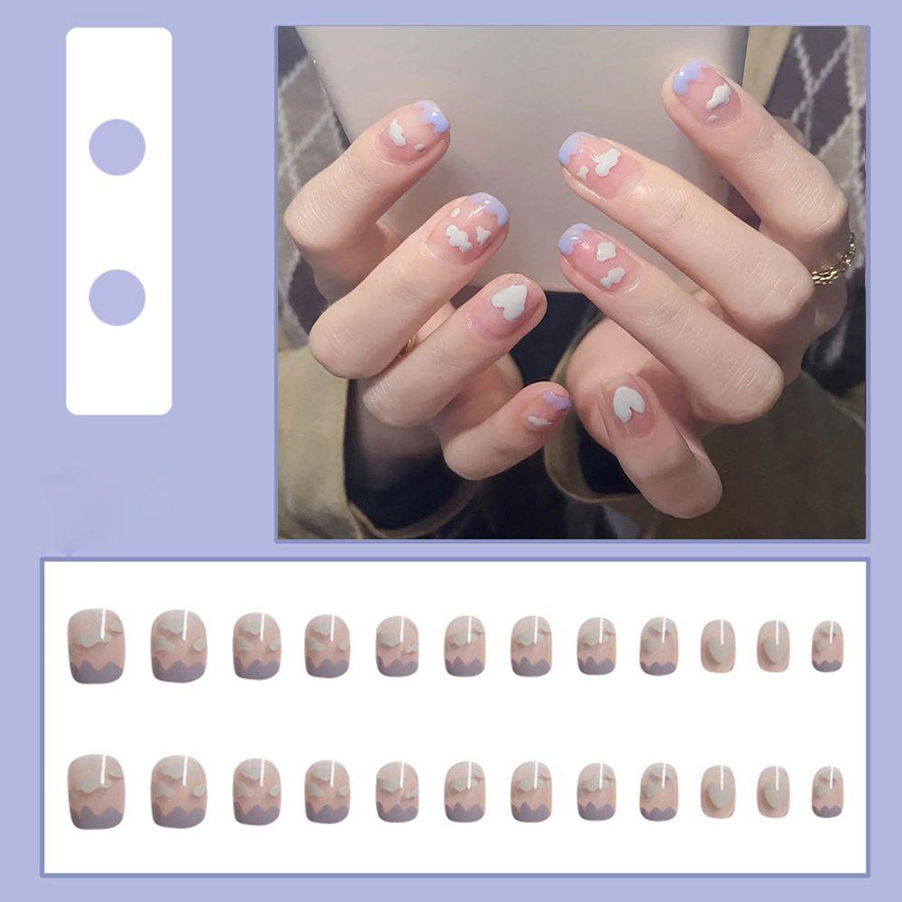 Hộp 24 Móng Tay Giả Ngắn Che Phủ Toàn Diện Chất Lượng Cao MIHAN1