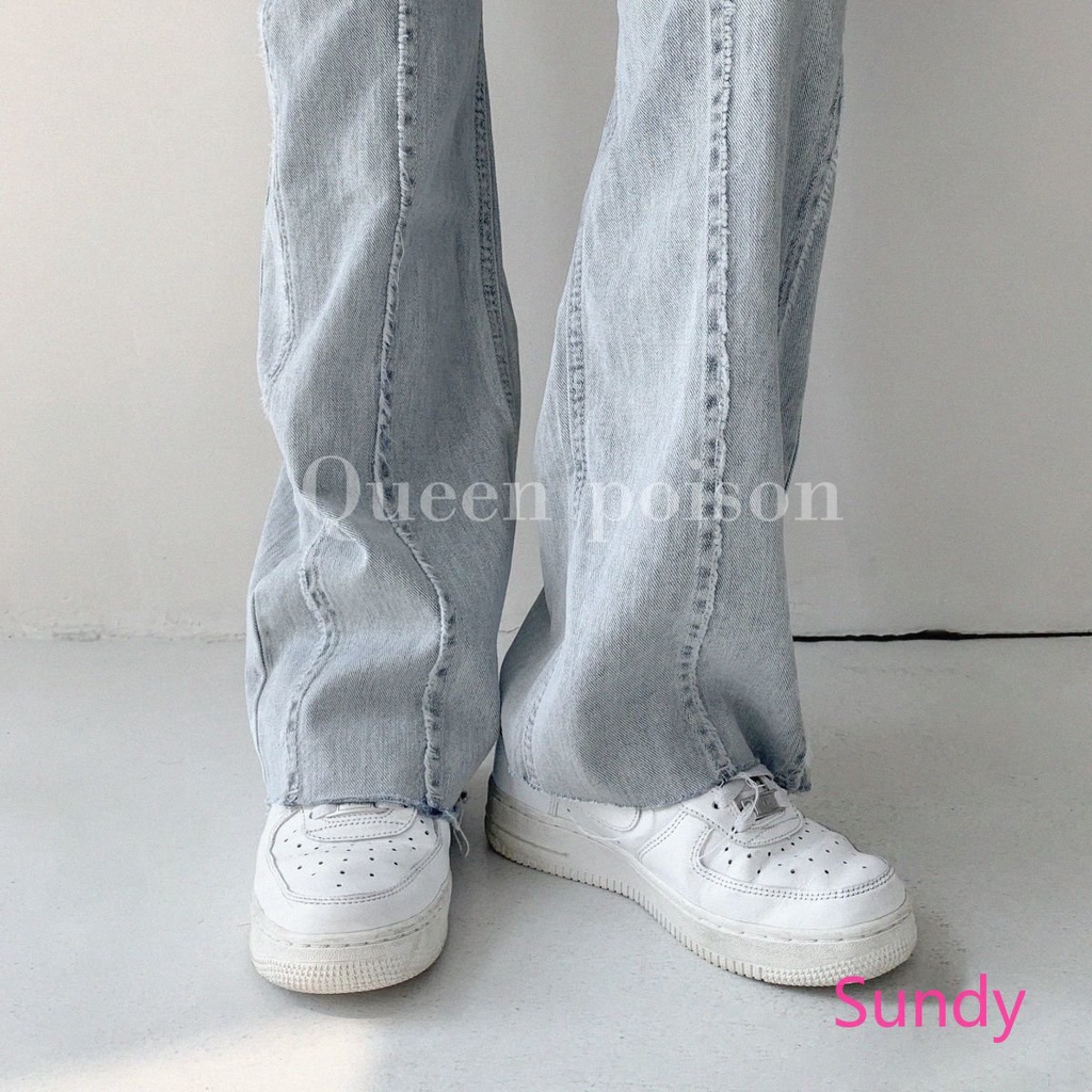 Quần Dài Lưng Cao Ống Rộng Phong Cách Mỹ Thời Trang Xuân Thu Cho Nữ