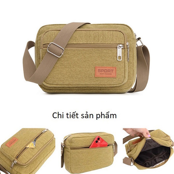 Túi đeo chéo vải bạt chống thấm nước size 24cm TUI-54-S2