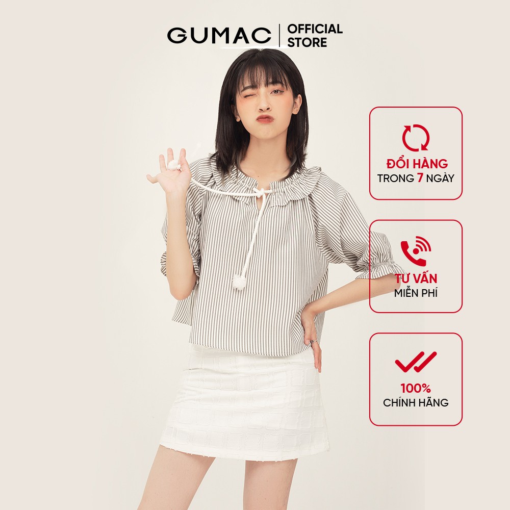 [Mã WABRGU100 giảm 15% đơn 249K tối đa 100k] Áo kiểu nữ cổ bèo GUMAC dành cho teen, thiết kế tiểu thư AB3117