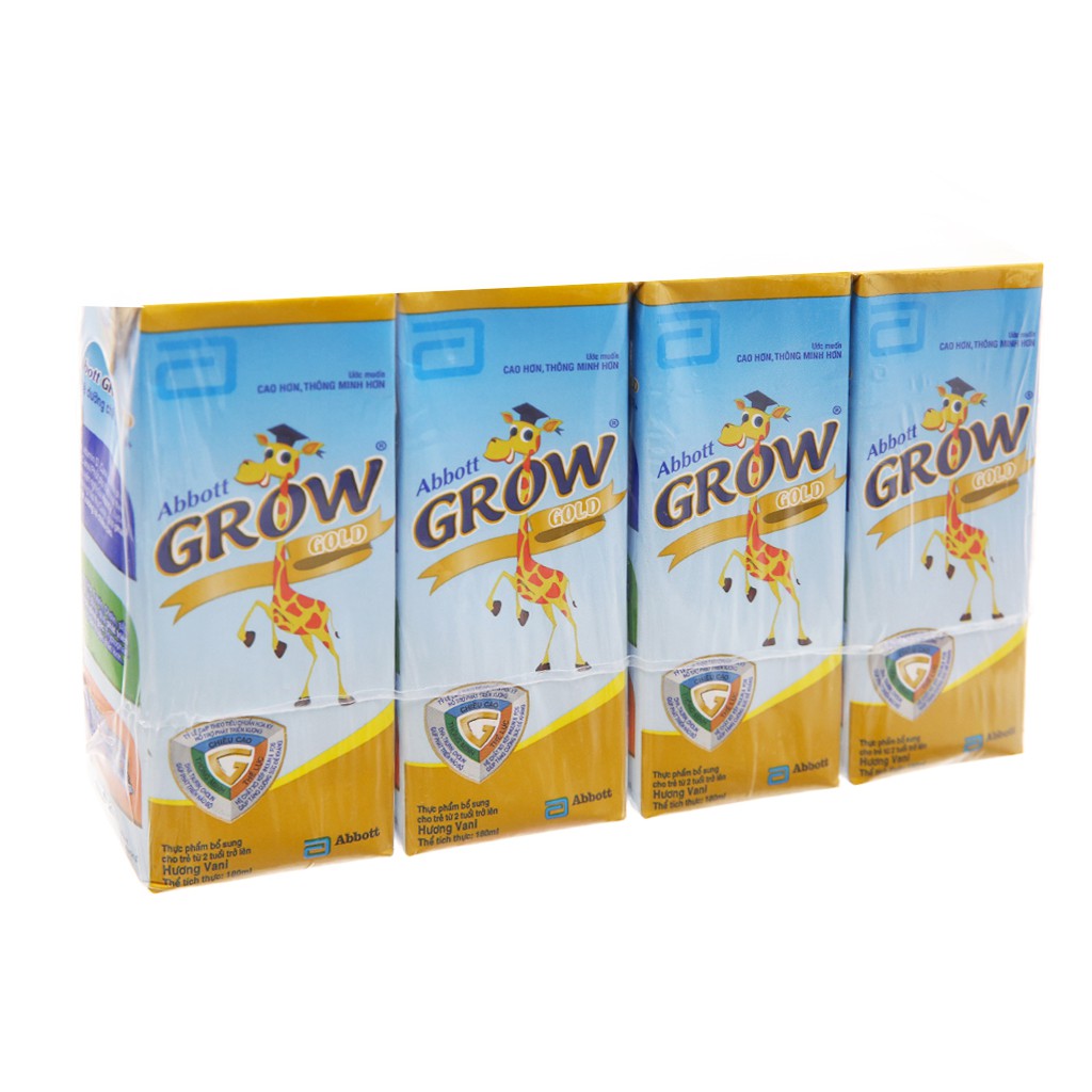 Lốc 4 hộp sữa bột pha sẵn Abbott Grow Gold vani 180ml