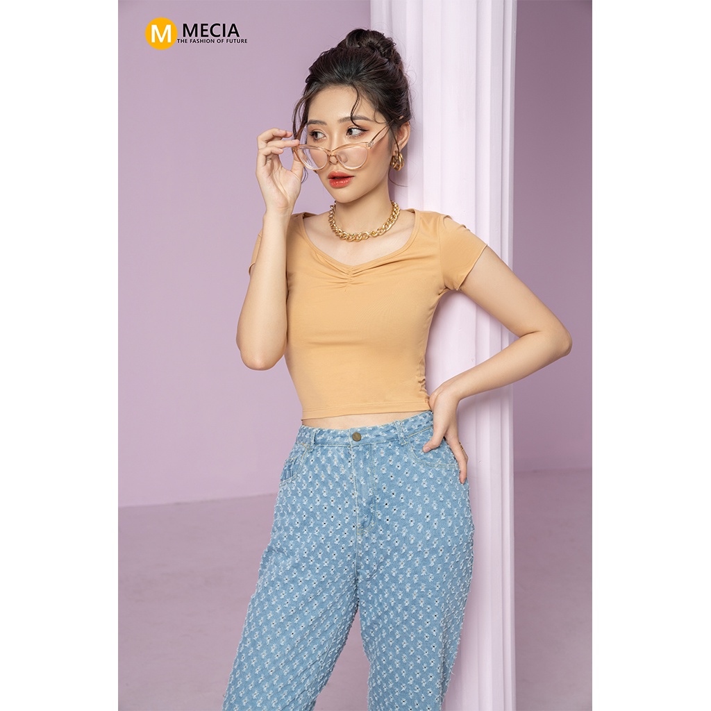 Áo thun kiểu cộc tay Mecia AT011 nhún ngực – Áo kiểu cộc tay thun 95% cotton Thời Trang thể thao năng động trẻ trung