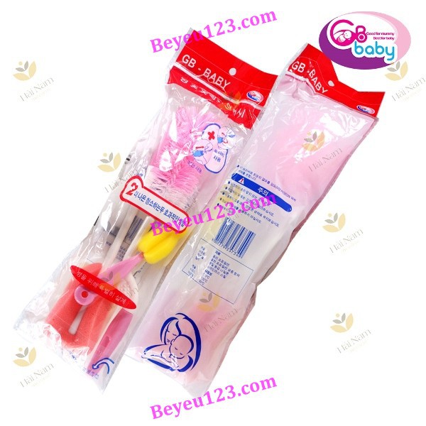 Set cọ 5 chi tiết vệ sinh bình sữa và núm ti GB Baby (Công nghệ Korea)