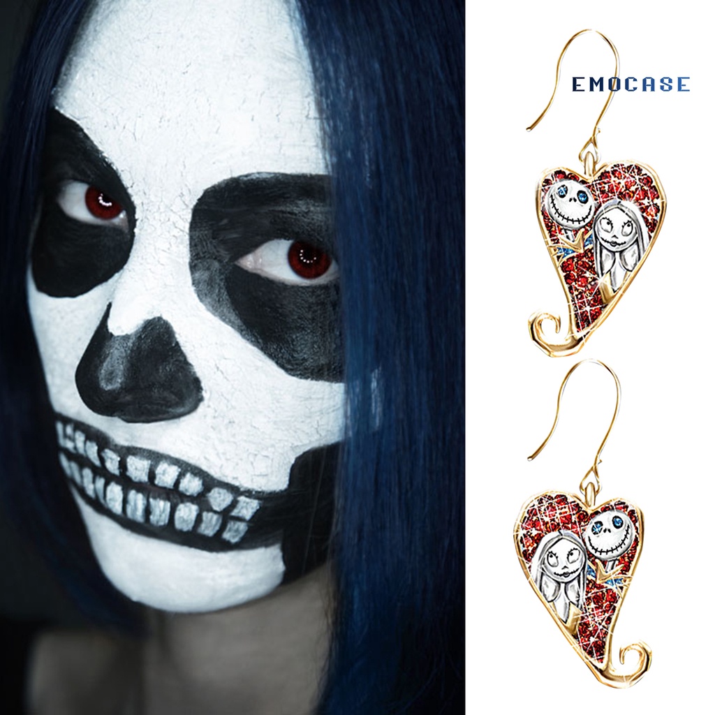 1 Đôi Bông Tai Hợp Kim Hình Trái Tim Phong Cách Halloween Thời Trang
