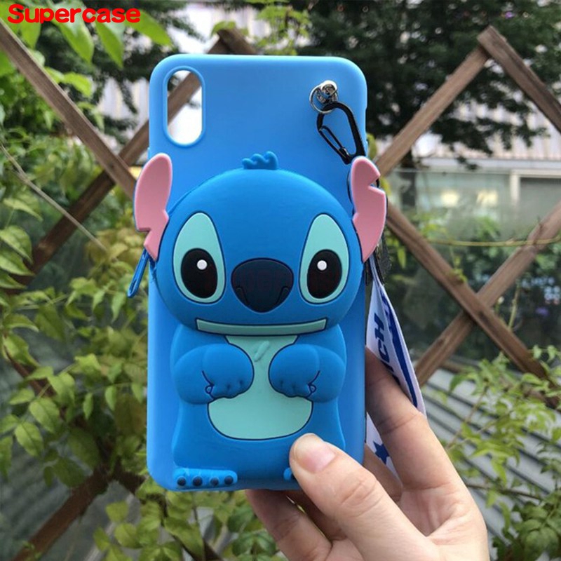 Ốp điện thoại kiểu ví hình Doraemon Hello Kitty Mickey Stitch cho Samsung Galaxy S8+ S8 Plus S7 S6 Edge