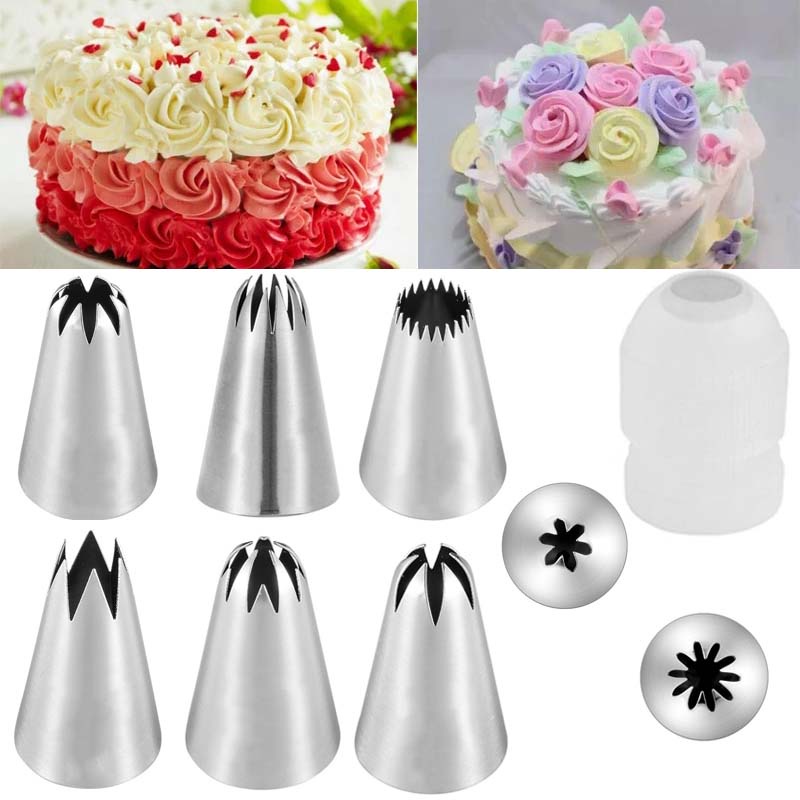 Set 8 Đuôi Bắt Bông Kem Trang Trí Bánh Bằng Thép Không Gỉ