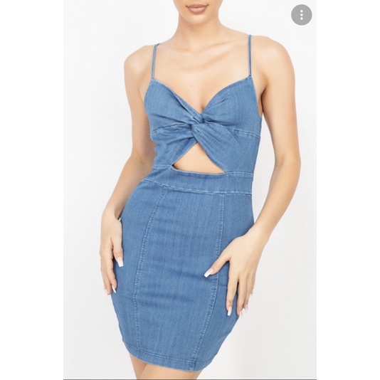 Đầm jean denim dress hở eo