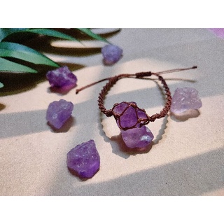 Vòng tay đan macrame đá fluorite tím