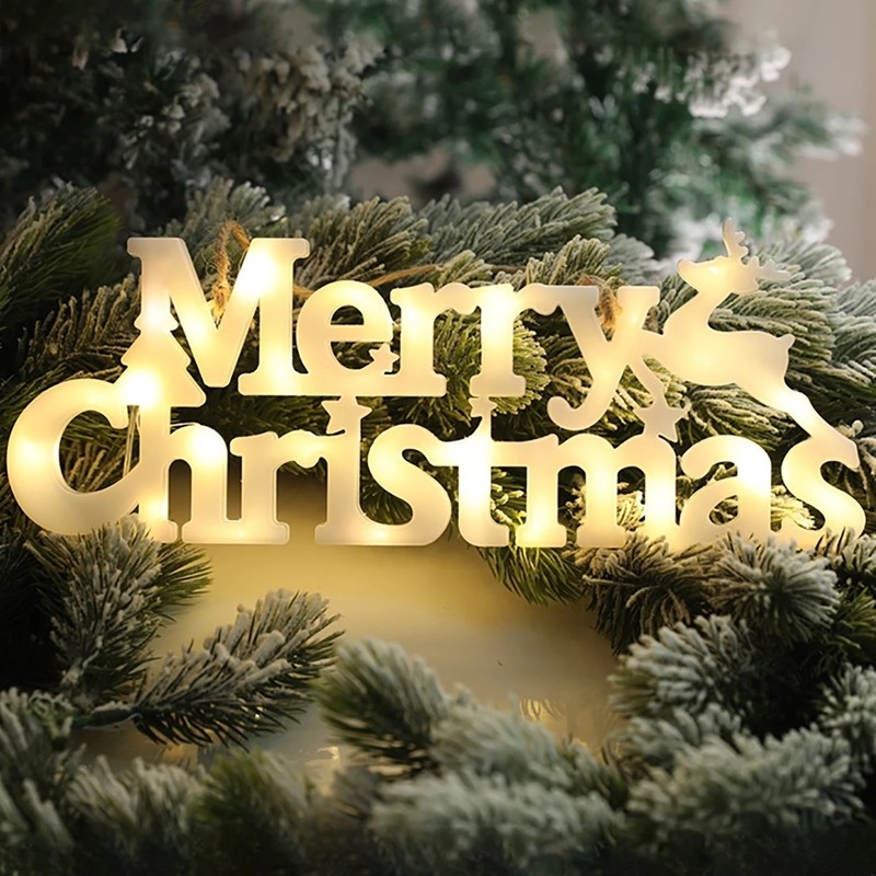 Đèn LED hình chữ Merry Christmas nhiều màu sắc