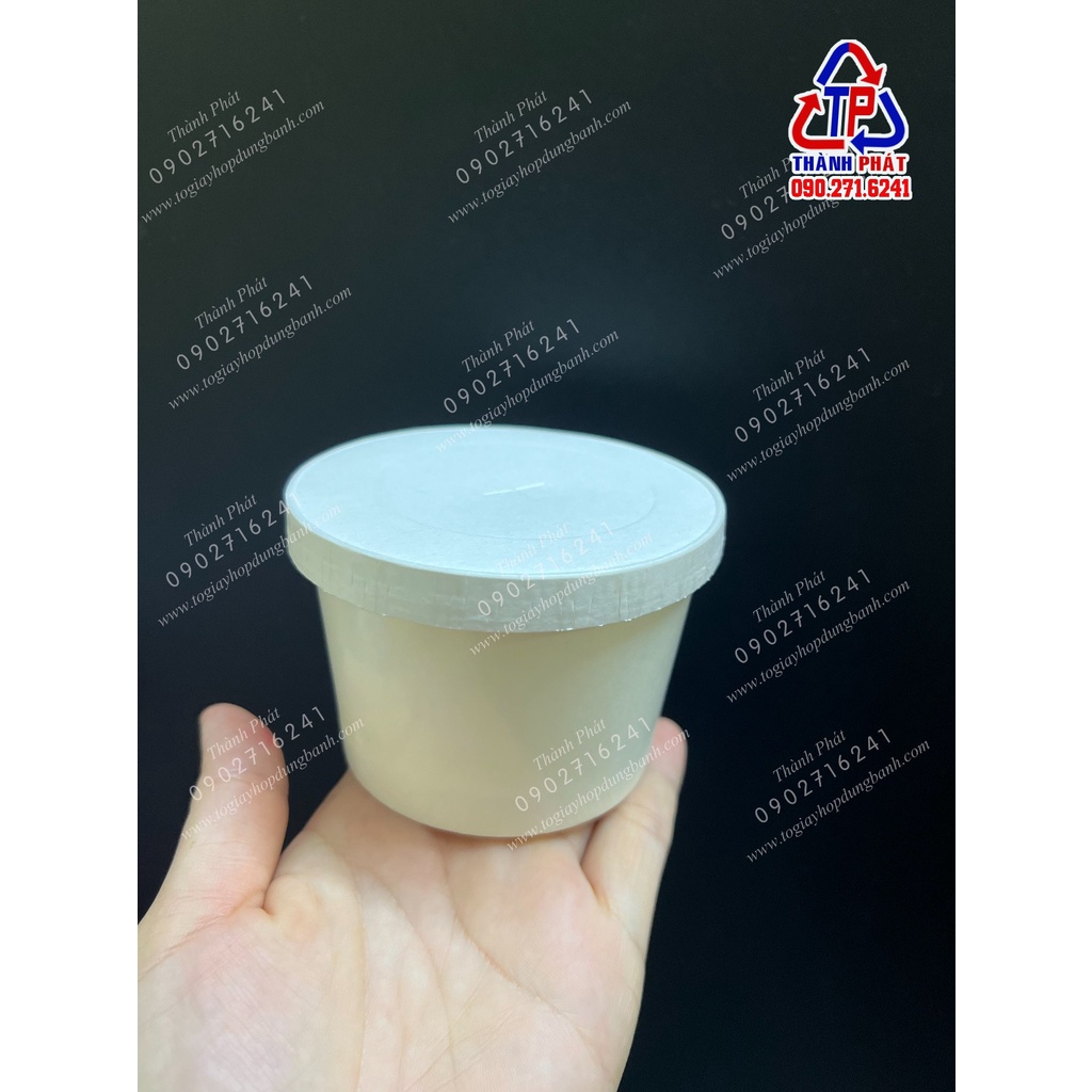 50 Ly giấy nắp giấy 200ml đựng kem , canh, chè