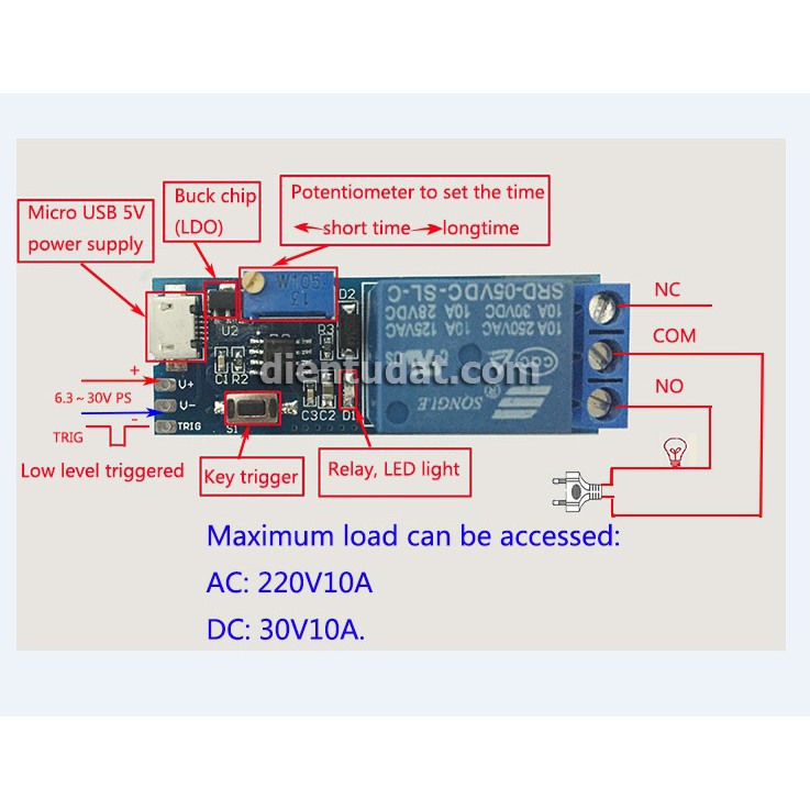 Mạch Kích Tạo Trễ Đóng Ngắt Relay 0 ~ 24 Giây