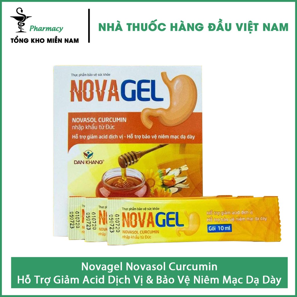 Novagel Novasol Curcumin - Hỗ Trợ Giảm Acid Dịch Vị & Bảo Vệ Niêm Mạc Dạ Dày – Hộp 20 gói x 10ml – Tổng Kho MiềnNam